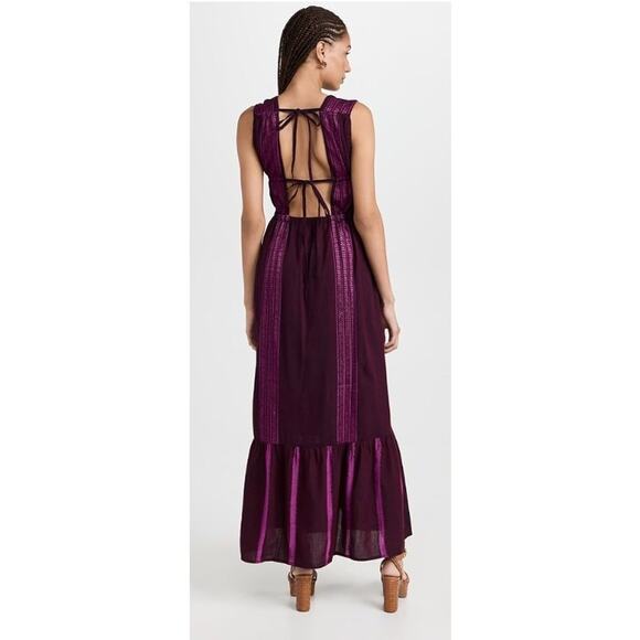 Lemlem Lelisa V-Neck Dress in Jordanos Burgundy - Picture 10 of 14